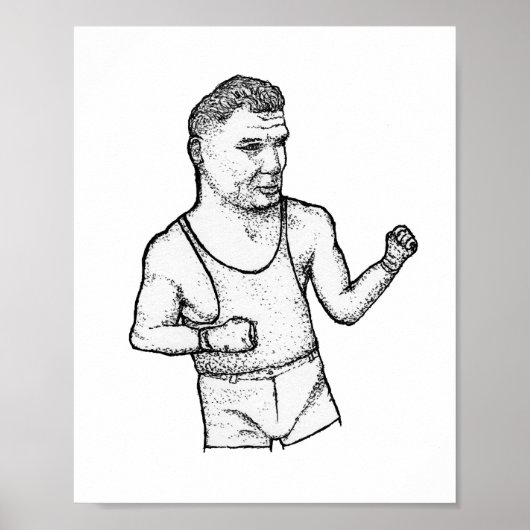 Poster The Manassa Mauler: Hand-Drawn Jack Dempsey Print (Devant)