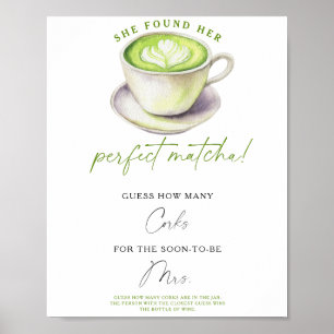 Poster Thé matcha Baby shower Combien de bouchons 
