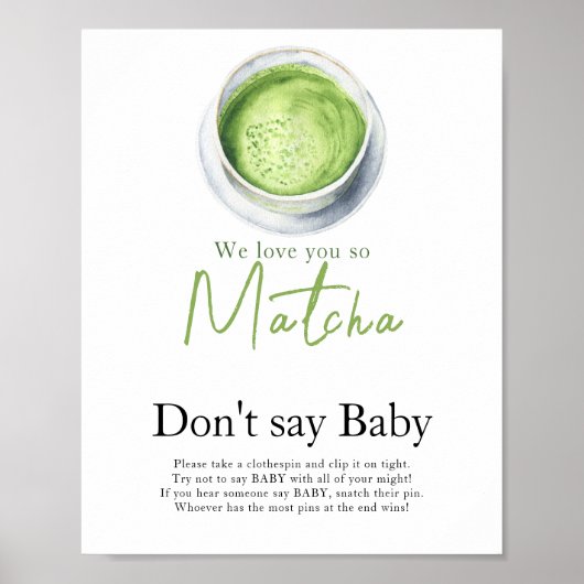 Poster Thé Matcha Baby shower N'appelez pas bébé  (Devant)