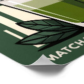 Poster Thé Matcha Latte Rétro Vert Foncé Graphique de Caf (Coin)