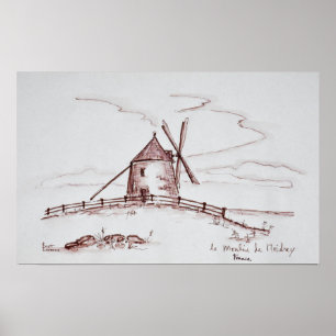 Poster The Mill of Moidrey Windmill Pontorson