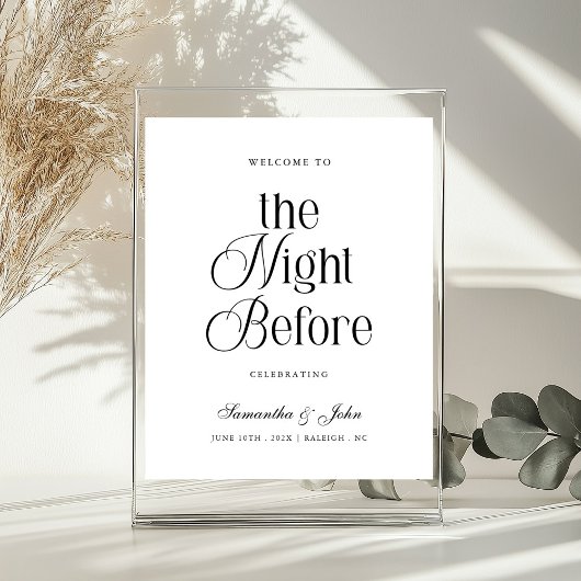 Poster The Night Before Rehearsal Dinner Welcome Sign