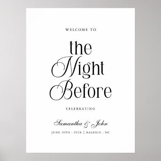 Poster The Night Before Rehearsal Dinner Welcome Sign (Devant)