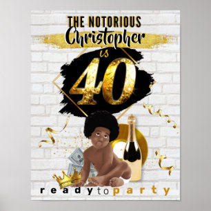 Poster The Notorious 40th Birthday Black Gold 90s Hip Hop