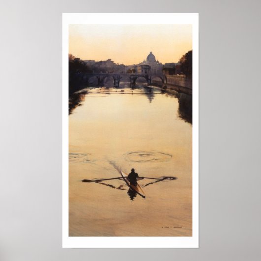Poster "The Oarsman" Aquarelle de bateau Kayaker (Devant)