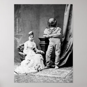 Poster The Ocean Empress and Deep Sea Diver - Circa 1880