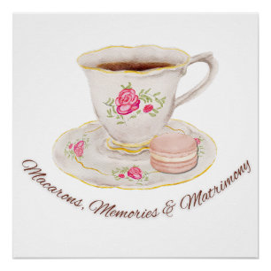 Poster Thé Party Élégant Mariage Shower Enterrement de Vi