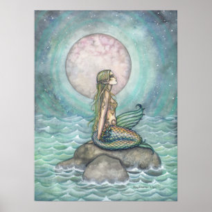 Poster The Pastel Sea Mermaid Fantasy Watercolor Art
