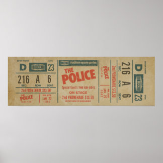 Poster The Police Concert Ticket – Vintage Rock Wall Art 