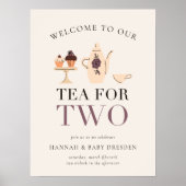 Poster Thé pour deux | Tea Party Purple Baby shower (Devant)