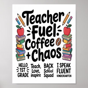 Poster Thé pour Enseignant Café Chaos Drôle de Retour à l