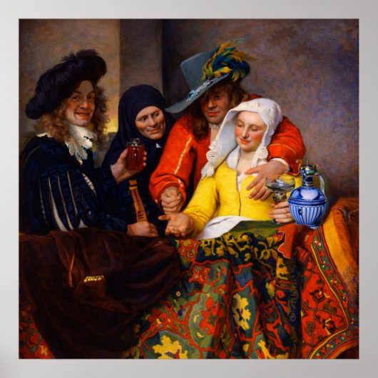 Poster The Procuress by Johannes Vermeer (Devant)