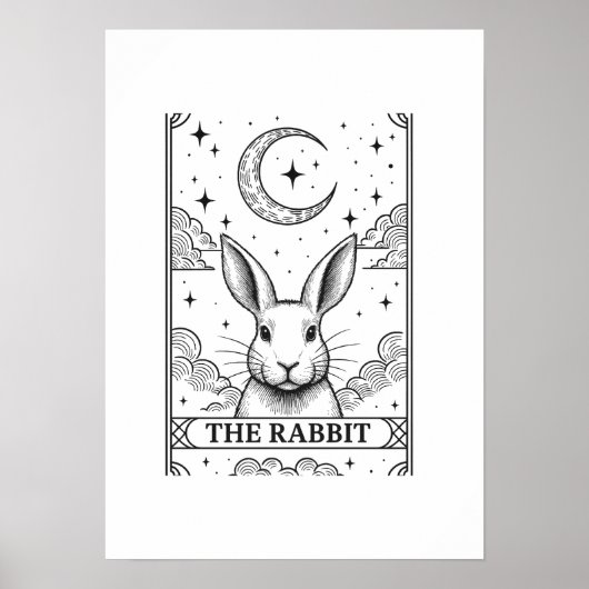 Poster The Rabbit | Mystical Moon Tarot Card Illustration (Devant)