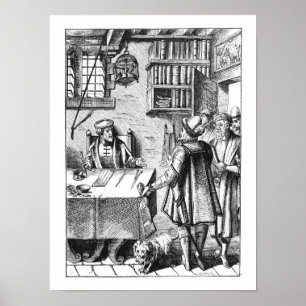 Poster The Receiver of Taxes, after a woodcut in 'Pratiqu