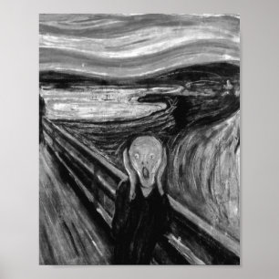 Poster The Scream Black And White By Edvard Munch
