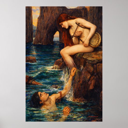 Poster The Siren by John William Waterhouse (Devant)