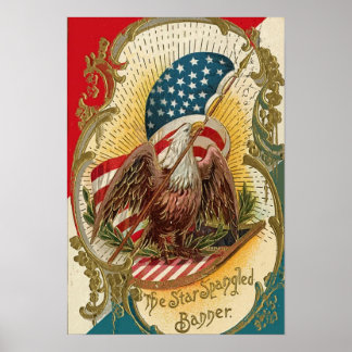 Poster The Star Spangled Banner Eagle American Flag Print