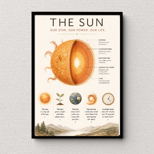 Poster The Sun Éducatif | Science du Système Solaire