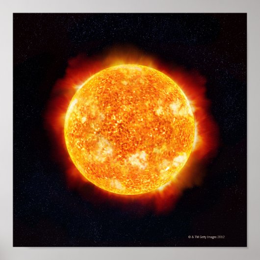 Poster The Sun showing solar flares against a star (Devant)