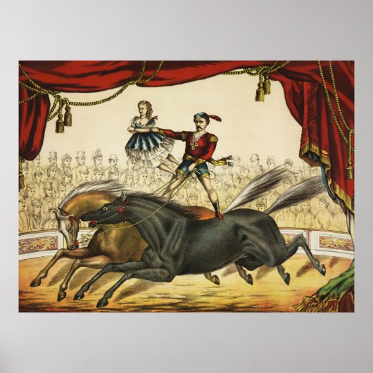 Poster The Two Horse Act, Circus Performance, vers 1874. (Devant)