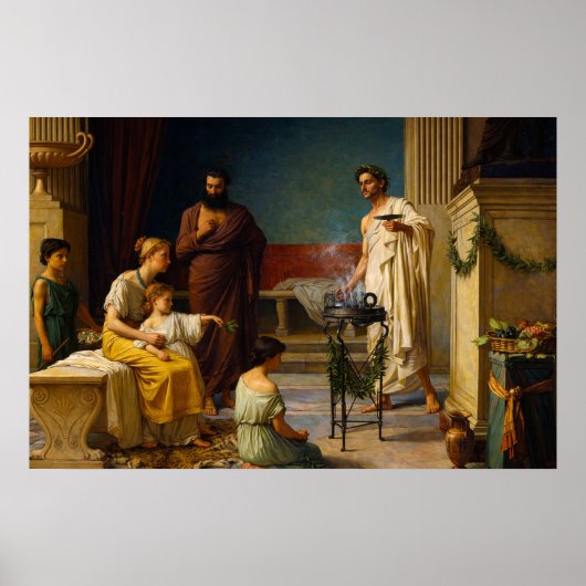 Poster The Visit of a Sick Child by Waterhouse (Devant)