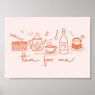 Poster Thé Whimsical Doodle pour moi, Cuisine Tea Party