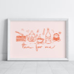 Poster Thé Whimsical Doodle pour moi, Cuisine Tea Party<br><div class="desc">Décorez votre cuisine ou salle à manger avec cette affiche de fête du thé.</div>