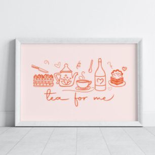 Poster Thé Whimsical Doodle pour moi, Cuisine Tea Party