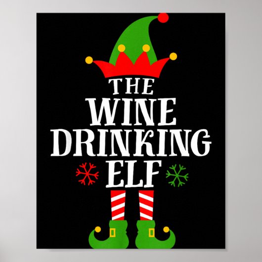 Poster The Wine Drinking Elf Funny Matching Family Christ (Devant)