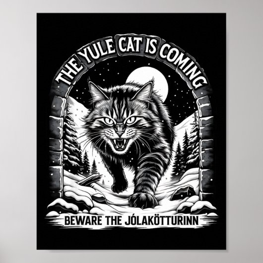 Poster The Yule Cat Is Coming Beware Jolakotturinn Quote  (Devant)