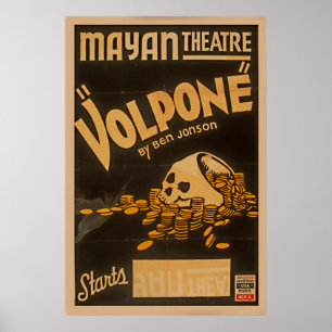 Poster Théâtre Maya Volpone Par Ben Jonson WPA Vintage