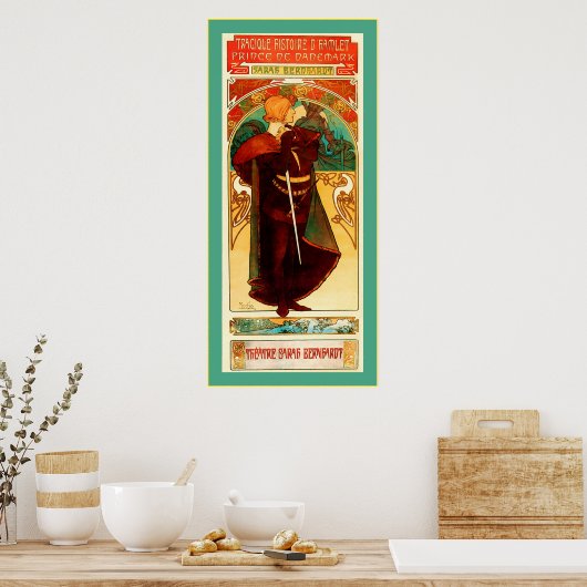 Poster Théâtre Sarah Bernhardt ~ Hamlet ~ Alphonse Mucha (Cuisine)