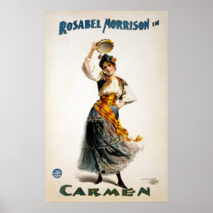 Poster Théâtre vintage Rosabel Morrison "Carmen"