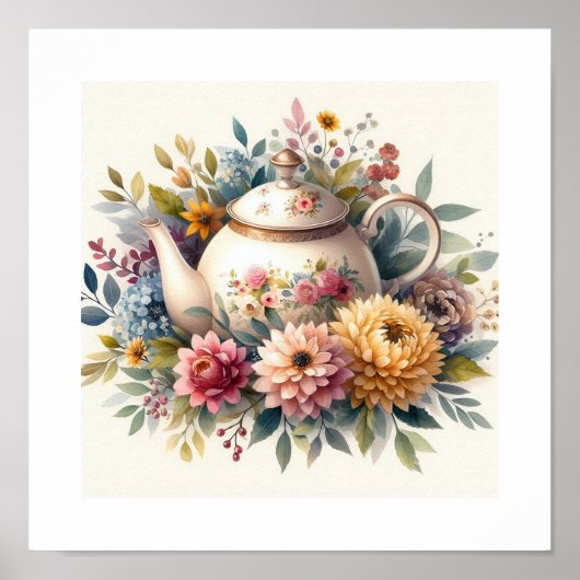 Poster Théière florale 5 (Devant)