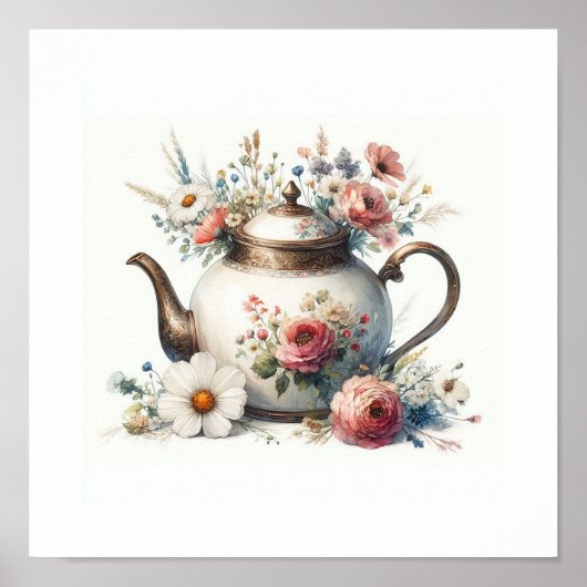 Poster Théière florale 7 (Devant)