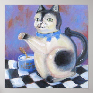Poster Théière vintage de chat