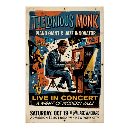 Poster Thelonious Monk – Géant du Piano (Devant)