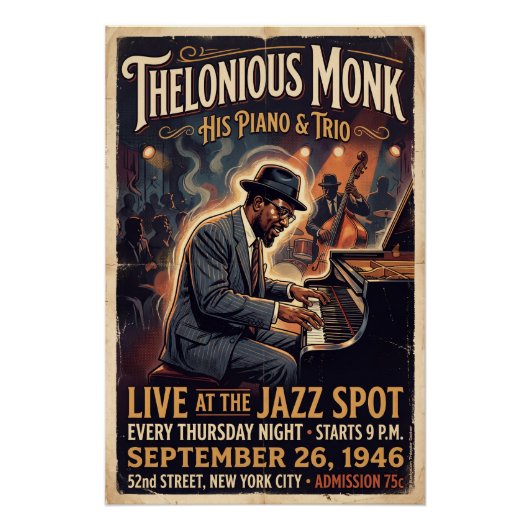 Poster Thelonious Monk – Live (Devant)