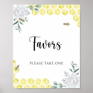 Poster Thème abeille mariage - Faveurs, veuillez prendre