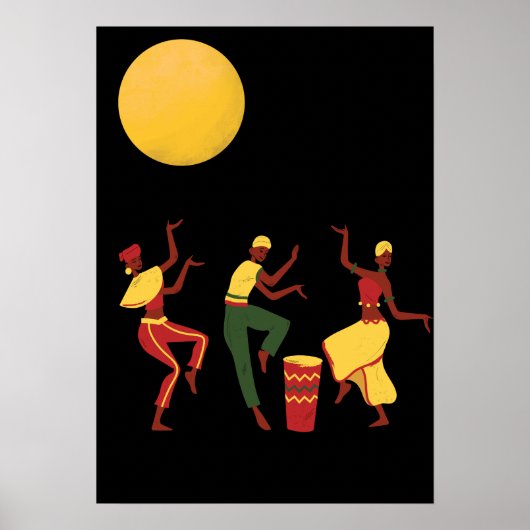 Poster Thème africain - danse au clair de lune (Devant)