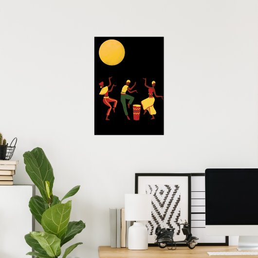 Poster Thème africain - danse au clair de lune (Bureau à domicile)