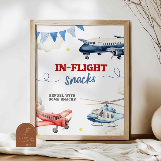 Poster Thème Avion En Snacks De Vol Panneau Personnalisé