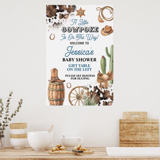 Poster Thème Baby Shower Garçon Far West (Cuisine)