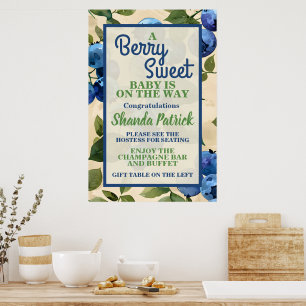 Poster Thème Baby Shower Myrtille Sucré