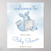 Poster Thème Budget éléphant baby shower signe de bienven (Devant)