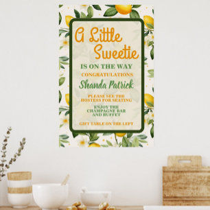 Poster Thème Citron Mignon Bébé Doux Baby Shower