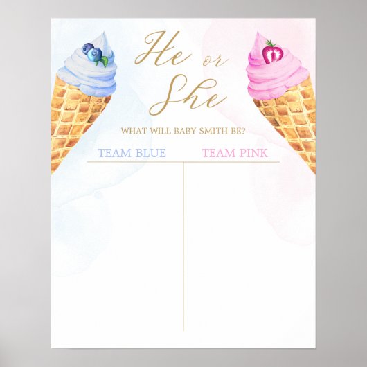 Poster Thème crème glacée garçon ou fille Genre Révéler v (Devant)