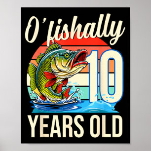 Poster Thème d'anniversaire pêche "ô poisson" 10 ans