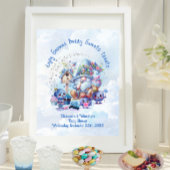 Poster Thème de Baby Shower Gnome Bleuet 