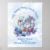 Poster Thème de Baby Shower Gnome Bleuet  (Devant)